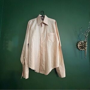 Amazing Men’s Vintage Embossed Shimmer Button Down Oxford Shirt French Cuffs L